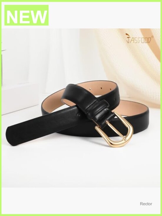 Faux Leather Belt with Gold Buckle for Jeans and Pants - Adjustable Waist Belt main image 6